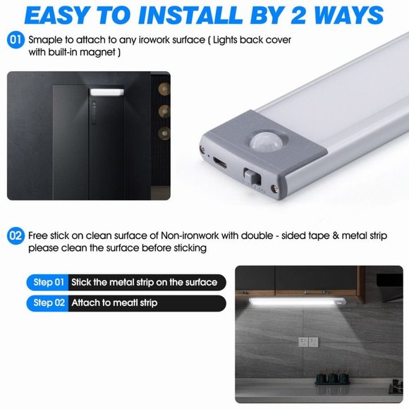 3 Pack Rechargeable 30 LED motion Sensor Light Cool White Color - Picture 10 of 11